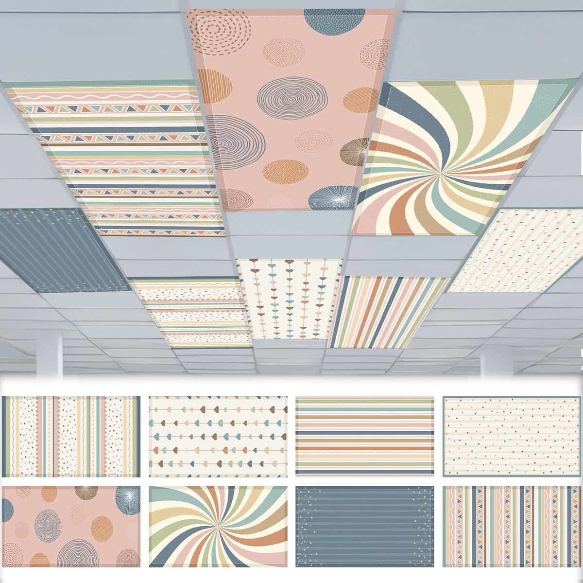 Vihose 8 Pcs Fluorescent Light Covers, 4X2 Feet Classroom Magnetic Light Cover Fluorescent Lights Shade Ceiling Lights Filters F