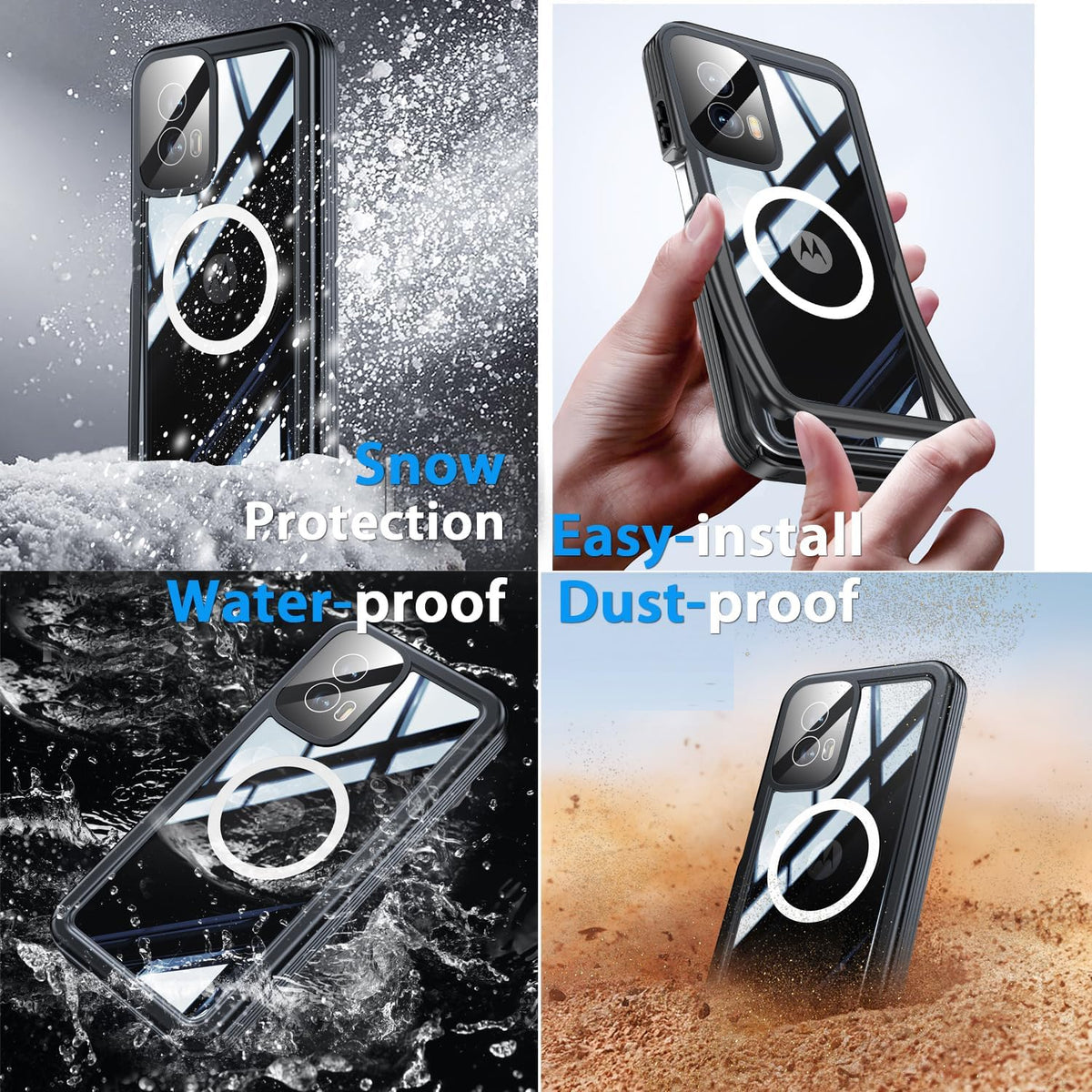 for Moto G Power 5G 2024 Case, Waterproof with Built-in Screen Protector [IP68 Underwater] Anti-Scratched Rugged Case