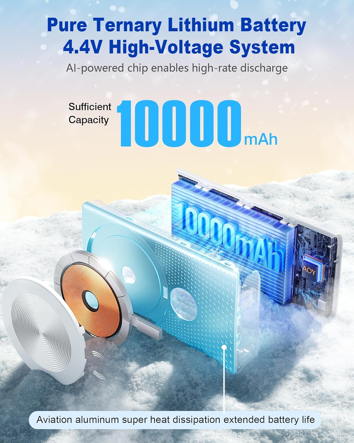 Kesguar Magnetic Portable Charger, 10000mAh 22.5W PD Super Fast Charging Wireless Power Bank. Ultra-Strong Magnet, USB C in&Out Battery Pack for Magsafe, iPhone 16/15/14/13/12 Pro Series, Blue