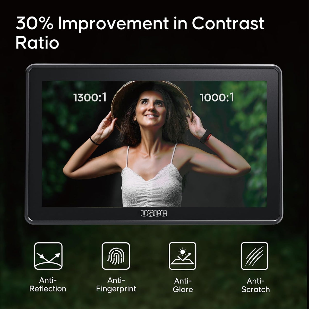 Osee G7 Pro 7 Inch Touchscreen Camera Monitor, 3000Nits HDR Field Monitor with Camera Control, Touch to Focus DSLR Monitor with 3G-SDI 4K HDMI in/Out, 3D-LUT New UI Flexible Power Supply