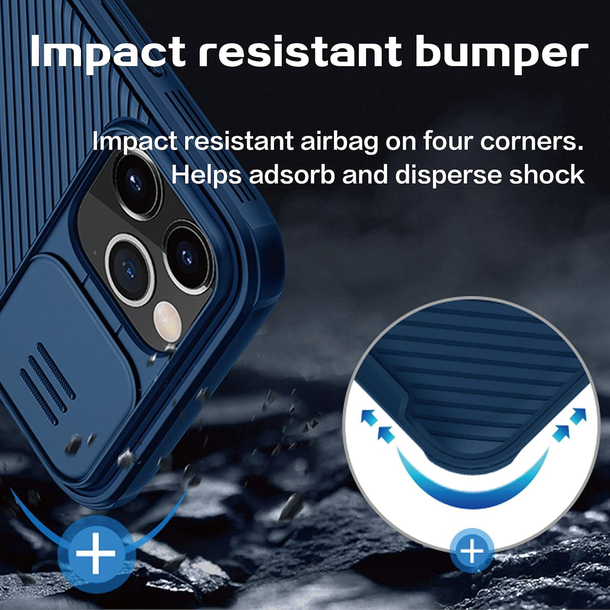 imluckies iPhone 12 Pro Max Case with Camera Cover, Hard PC Back & Soft Bumper, Protective Slim Fit