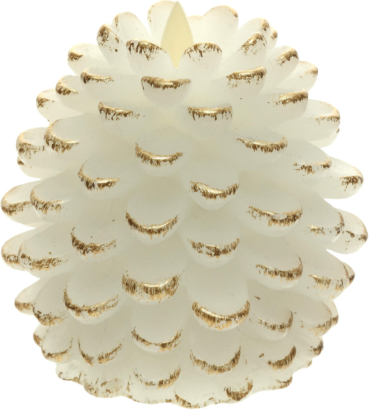 Pavilion Gift Company - White 4.25 Inch Pinecone LED-Lit Battery Operated Realistic Flame Candle Made from Real Wax