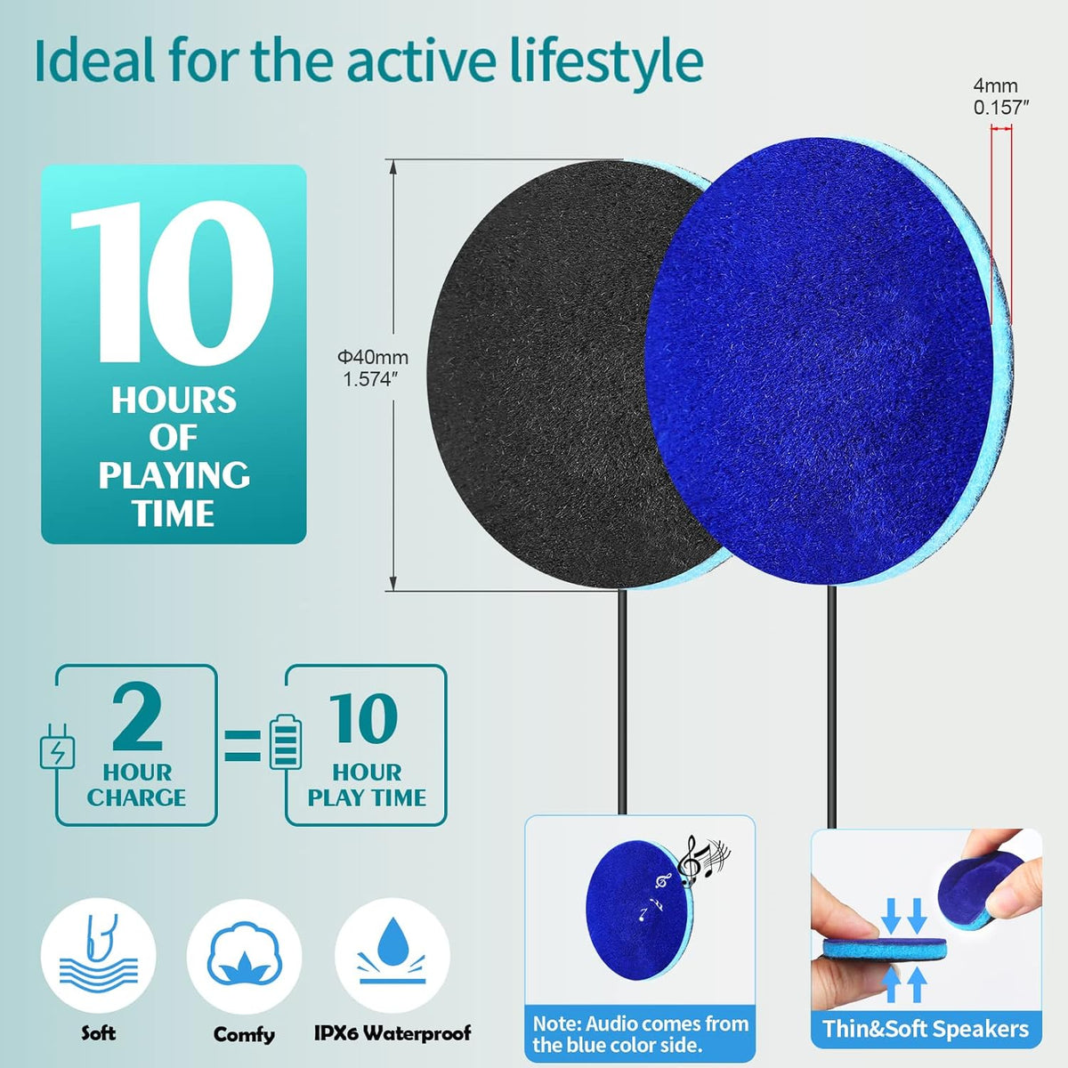 Bluetooth-Module V5.2 Replacement Speakers with Ultra Thin Stereo, Pillow Speaker with Mic, DIY Headset for Sleep