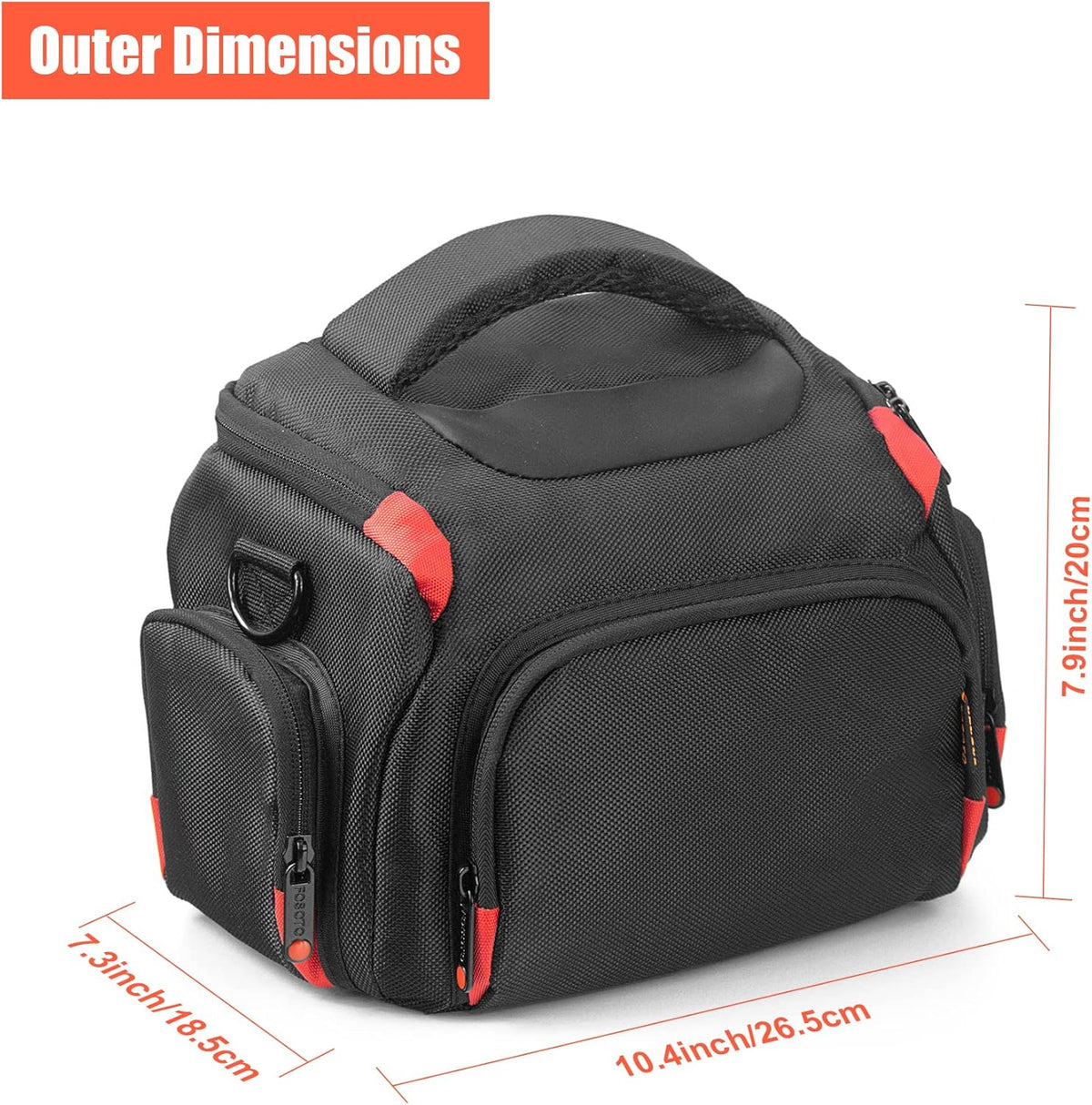 FOSOTO Camera Shoulder Bag Case for Nikon D3000, D3200, D3300, D5100, D5300, D7500, D500, D610, Canon 2000D