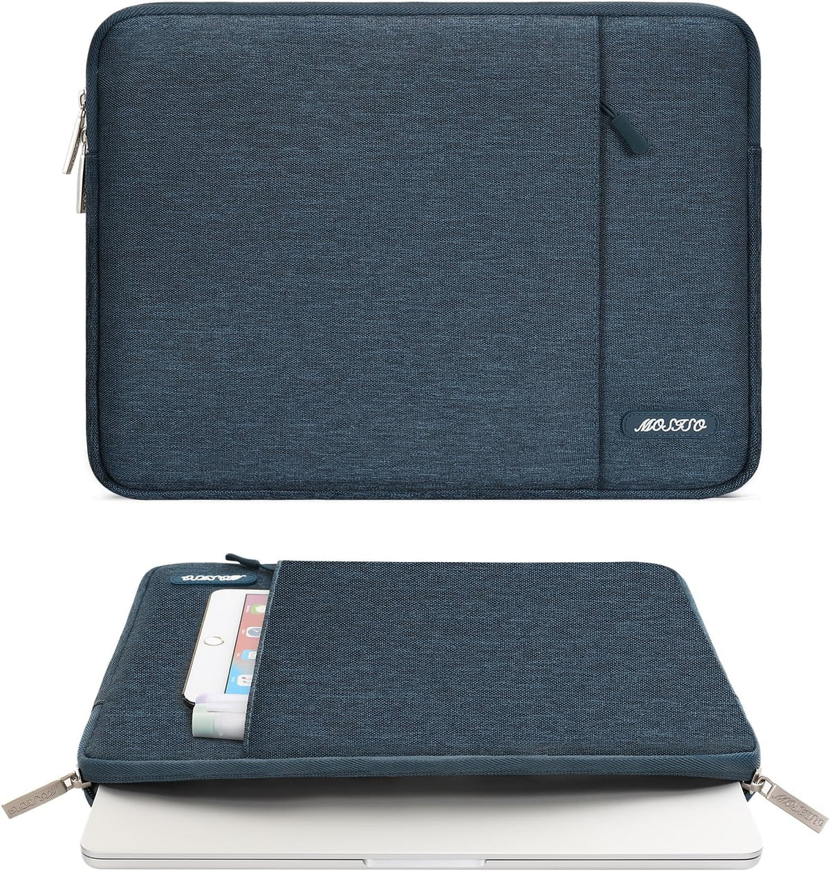MOSISO Laptop Case 13.3 inch, 13-13.3 inch Laptop Sleeve Compatible with MacBook Air/Pro 13 / Pro 14, HP Dell ASUS Lenovo Notebook, Polyester Vertical Computer Sleeve Bag with Pocket, Haze Blue