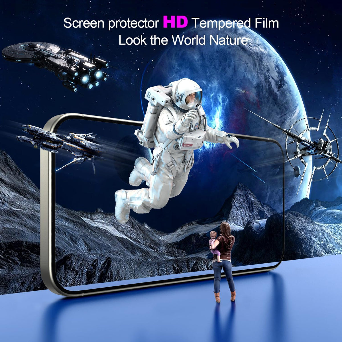 Tempered Glass Screen Protector for iPhone 15 Pro Max - Camera Lens Protector Metal Ring Sticker for Magsafe