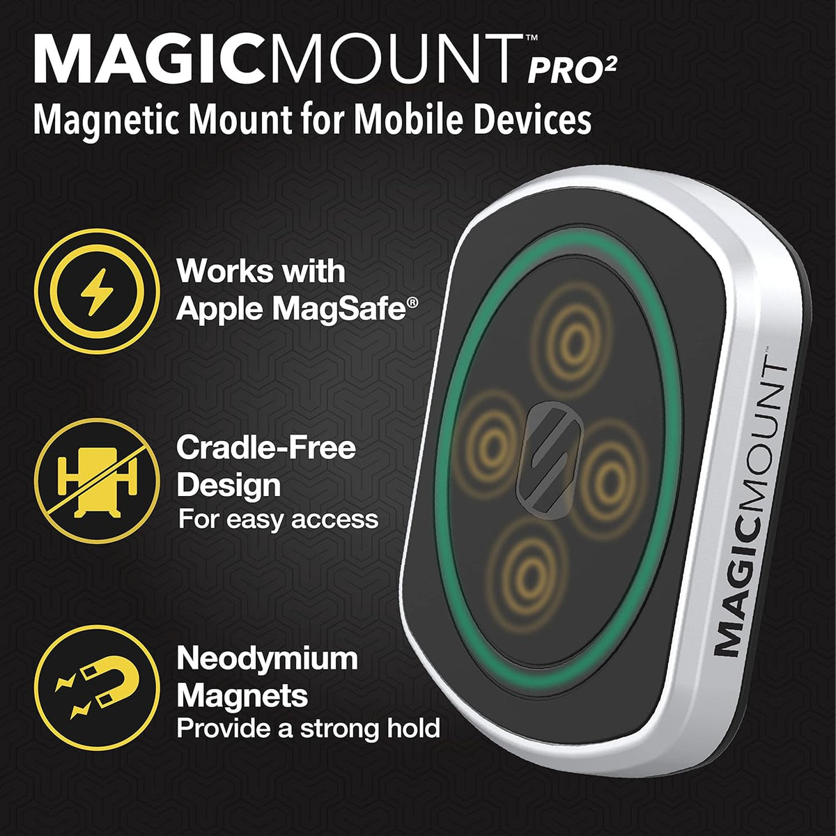 Scosche MP2CUPM-SP MagicMount Pro2 Cup Holder Magnetic Cell Phone Holder Car Mount Kit, Compatible with MagSafe