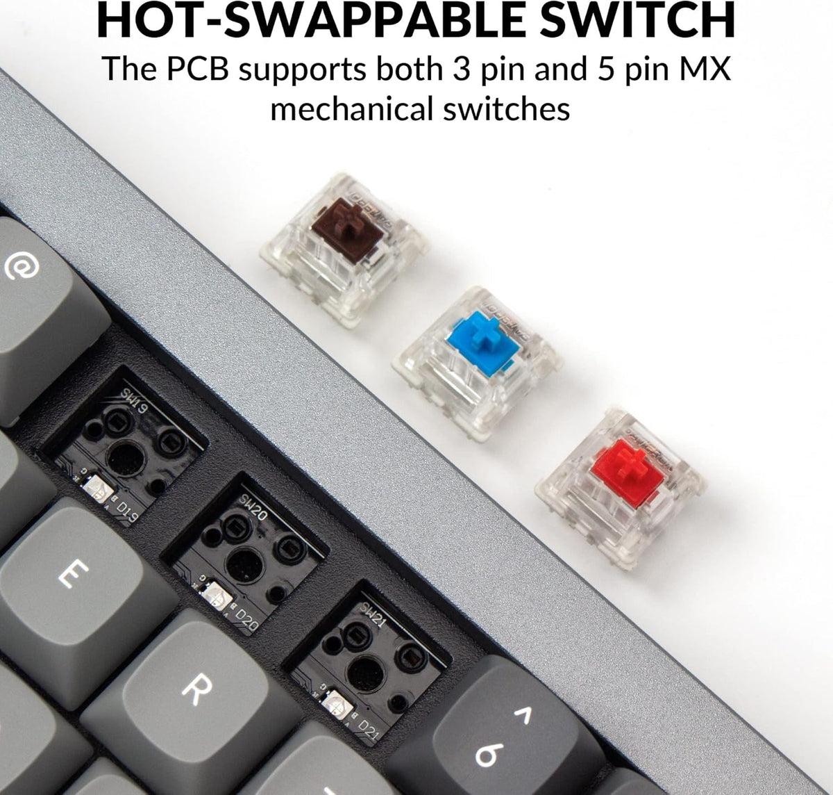 Keychron Q7 Wired Custom Mechanical Keyboard, 70% Layout QMK/VIA Programmable Macro with Hot-swappable Gateron G Pro Blue Switch Double Gasket Compatible with Mac Windows Linux (Grey)