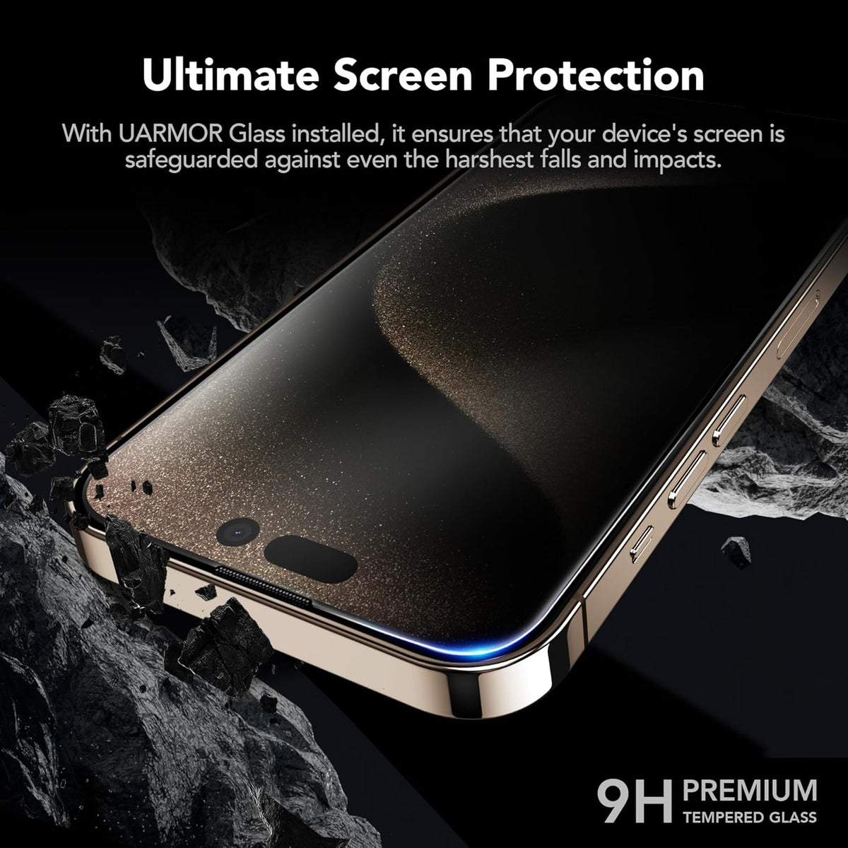 UARMOR 9H HD Clear Screen Protector for iPhone 15 (6.1") - 2 Pack, Anti-Scratch, Easy Installation Kit, Premium