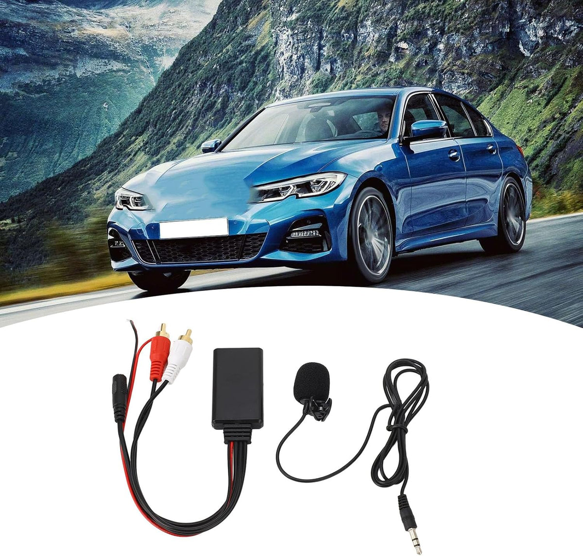 Bluetooth AUX Module 2 RCA Cable Adapter with Hands-Free Microphone