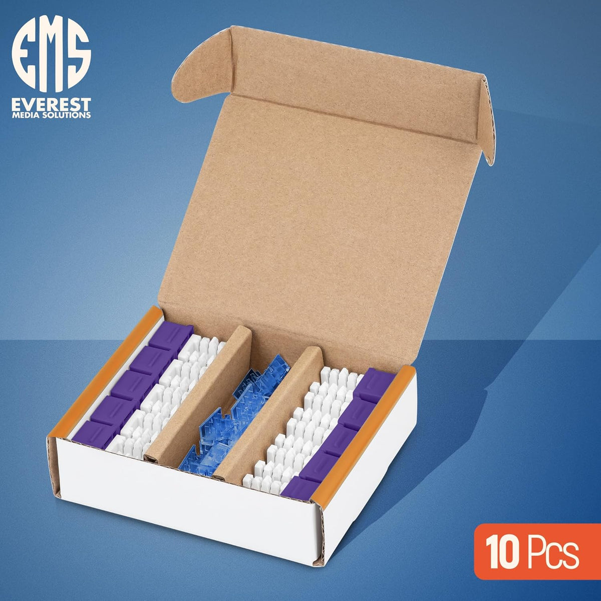 Everest 90° Angled RJ45 Cat5e Keystone Jacks 10-Pack in Purple - Slim Profile Female RJ45 Connectors - Cat 5e Keystone Jack - Compatible with 90° Angled Speed Termination Tool - easyJACK (B094WB91H3)