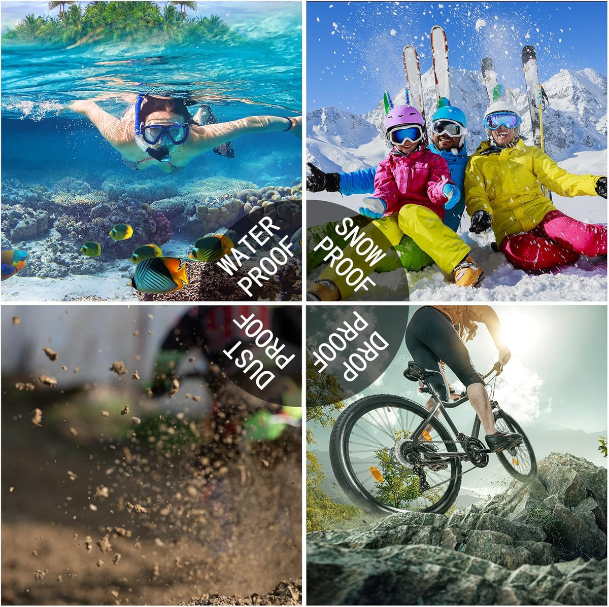 Waterproof Case for iPhone 15 Pro, Shockproof Protective Cover with Built-in Screen Protector for 6.1'' (clear black)