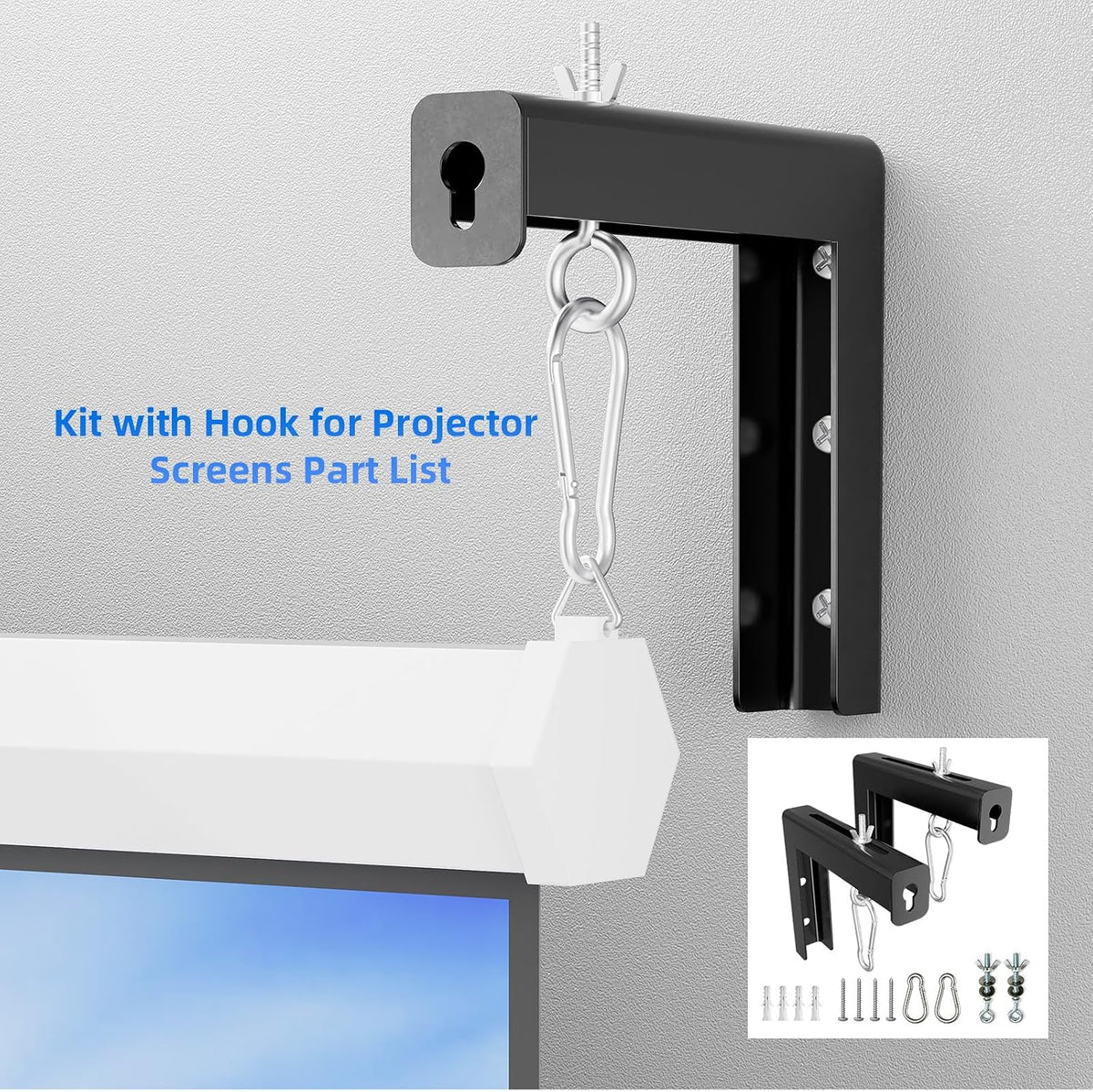 GZQIUYI 6 Inch 66lbs, Universal Projector Screen Pull Down Mount Kit, Projector Screen Ceiling & Wall Mount, Adjustable