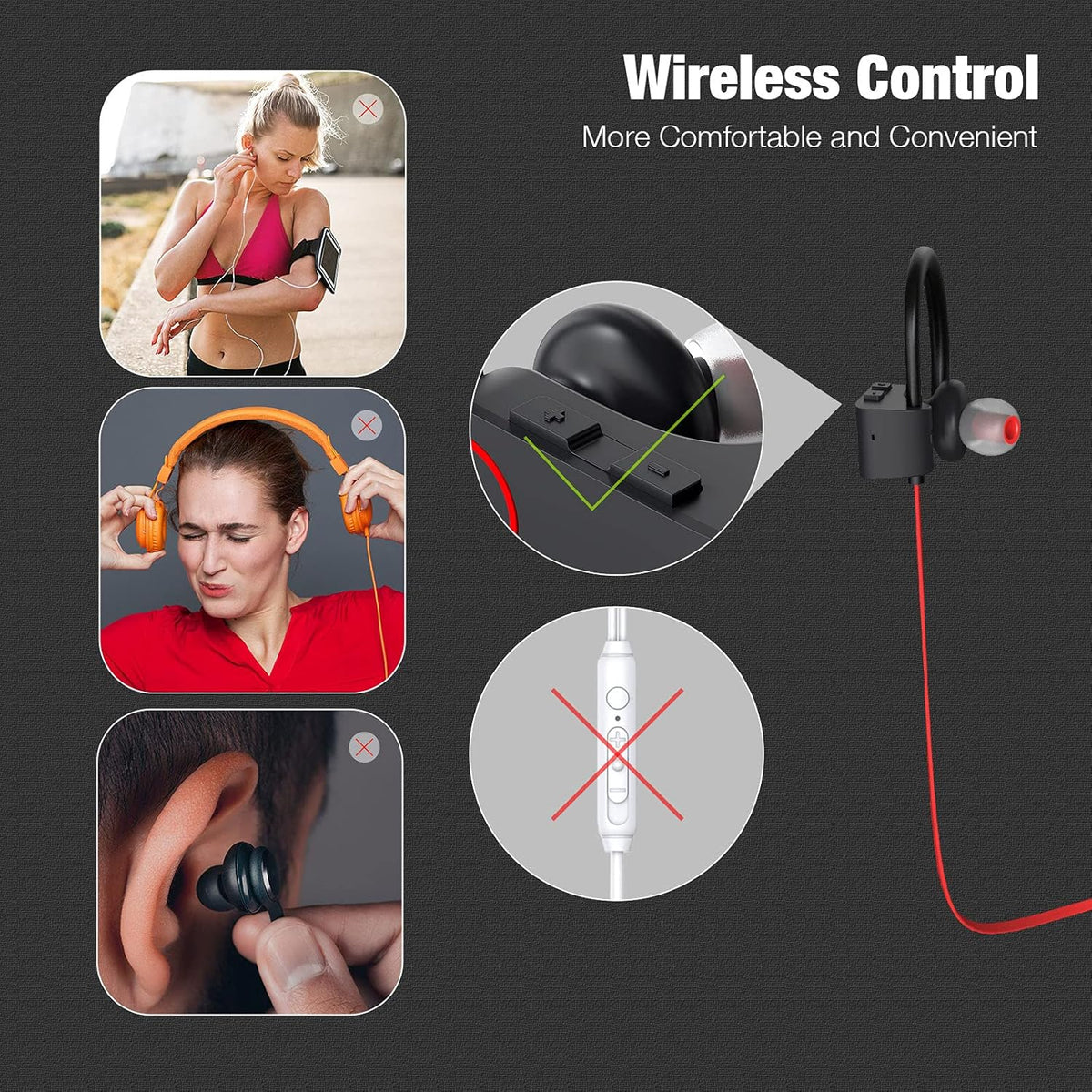 Boean Bluetooth Headphones Wireless Earbuds, Bluetooth 5.3 Running Headphones with 16 Hrs Playtime