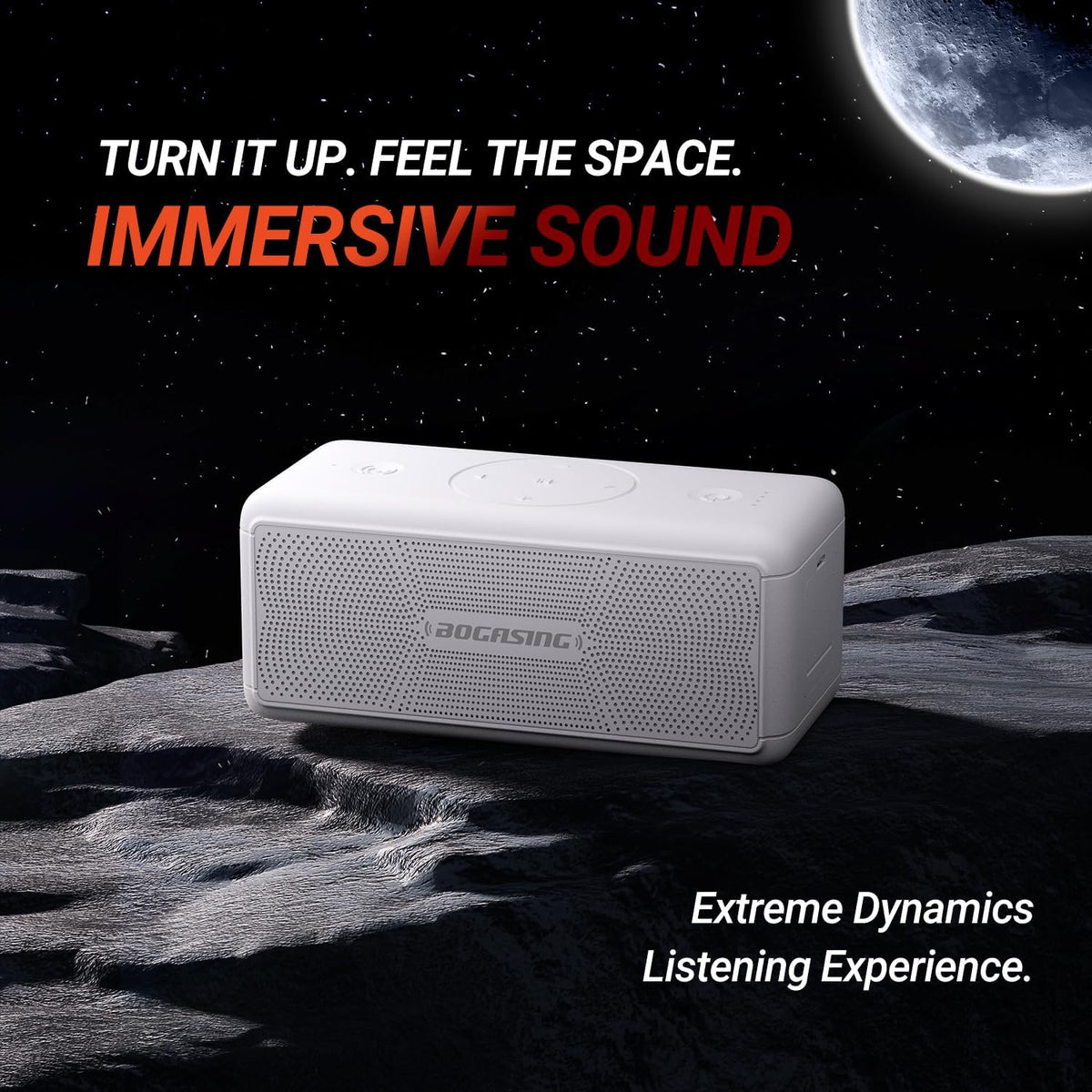 BOGASING Bluetooth Speakers, M5 Portable Wireless Speaker with 40W Loud Stereo Sound & Punchy Bass, 30H Playtime, IPX7 Waterproof, Bluetooth 5.3, EQ, TWS, TF-Card, AUX, USB, for Outdoor Home (White)