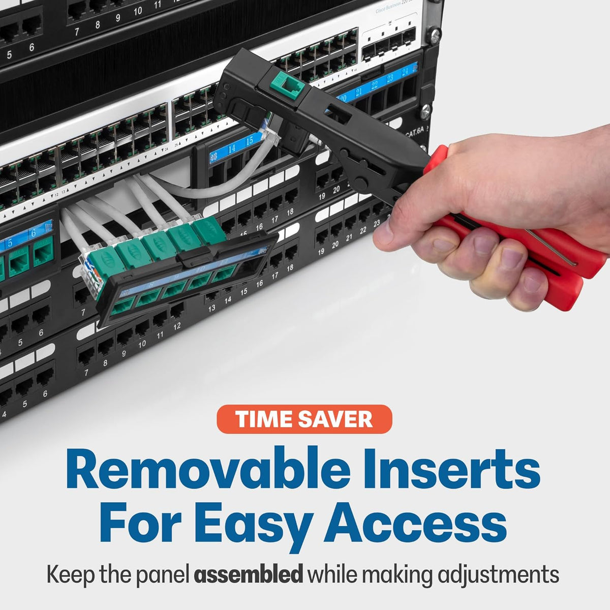 Everest 24 Port Keystone Patch Panel (2-Pack) - Removable 6-Port Panels - Use with Slim Profile Keystones ONLY (Wider Jacks May not fit Side by Side)