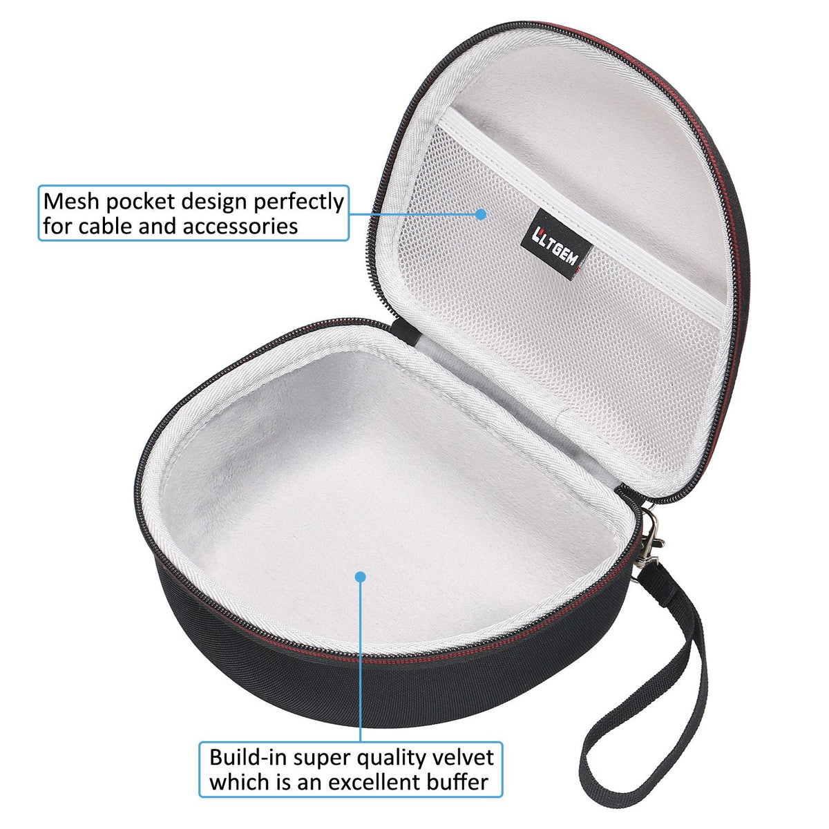 LTGEM Case Compatible with Sony MDR7506 Professional Large Diaphragm Headphone, Black+Grey(Case Only)