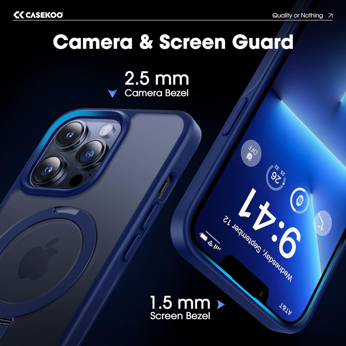 CASEKOO Designed for iPhone 13 Pro Max Case with Magnetic Invisible Stand [Military Drop Protection] [Compatible with MagSafe] Shockproof Translucent Matte Slim Promax Phone Cover 6.7", Blue