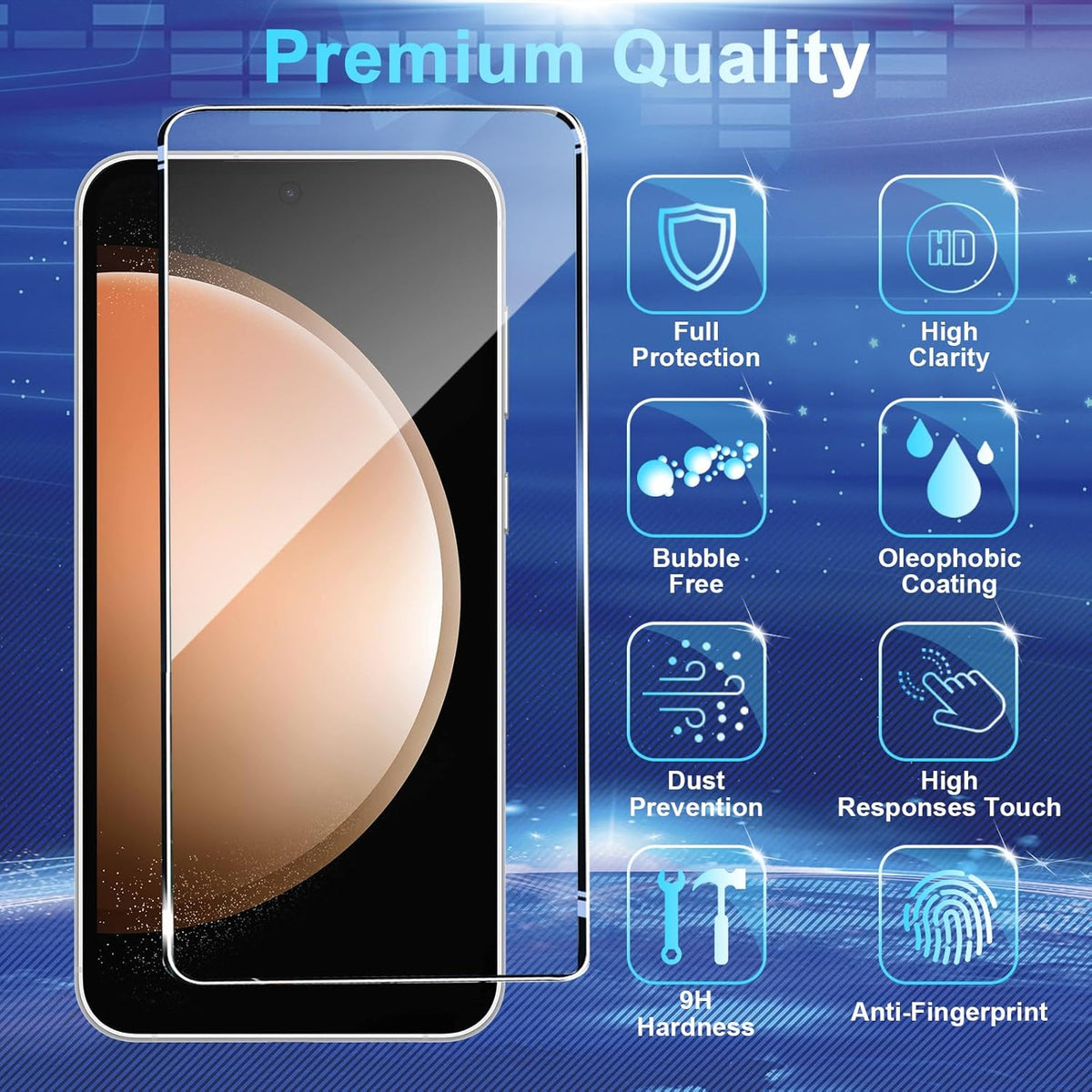 Samsung S23 FE Glass Screen Protector [4+4 Pack] - HD Tempered Glass, Anti-Scratch, Touch Sensitive, Fingerprint Unlock