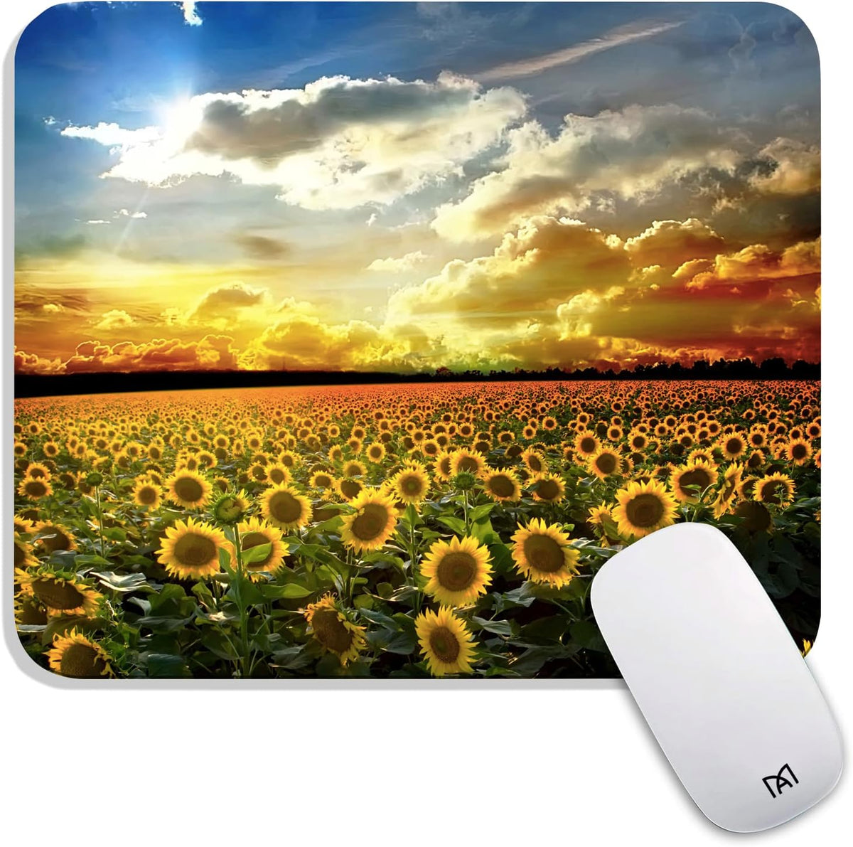 Square Mouse Pad Sunflower, Personalized Premium-Textured Custom Mouse Mat Design, Washable Mousepad Cloth, Non-Slip Rubber Base Computer Mouse Pads for Wireless Mouse