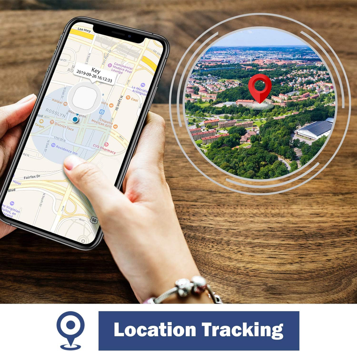 Focus Key Finder Smart Tracker, Anti-Lost Alarm Item Locator, Wireless Bluetooth Tracking Device, Black, 1 Pack