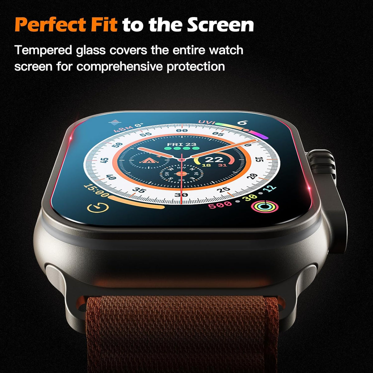 Misxi [2 Pack] Tempered Glass Screen Protector for Apple Watch Ultra 2/49mm, Auto Alignment Tool Kit for Easy