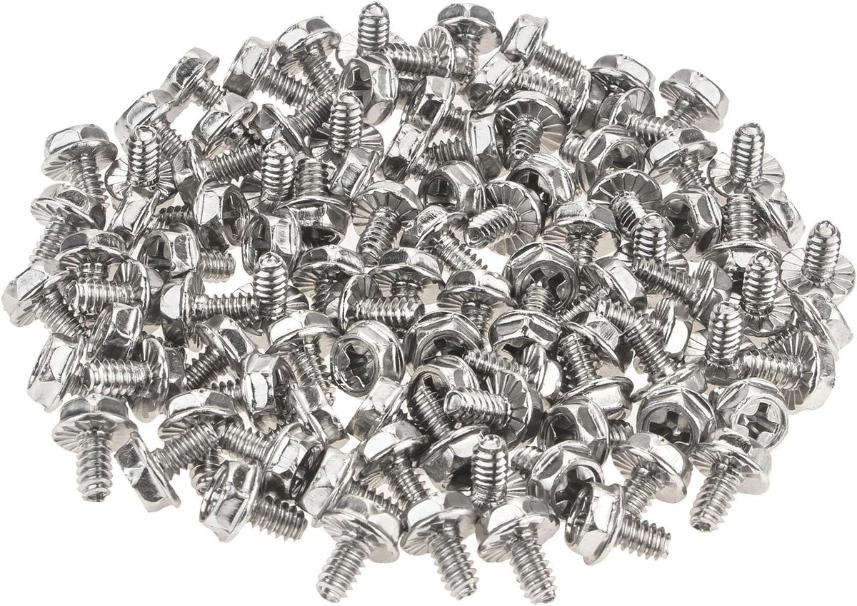 Toothed Hex 6/32 Screw 6# -32 Computer PC Case Mounting Screws, 100 PCS for Hard Drive and Motherboard