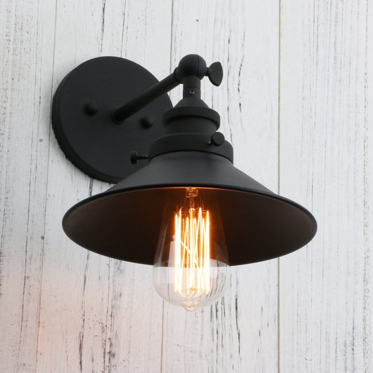 PERMO Vintage Industrial Metal Wall Sconce Lighting 180 Degree Adjustable Wall Lamp Matte Black