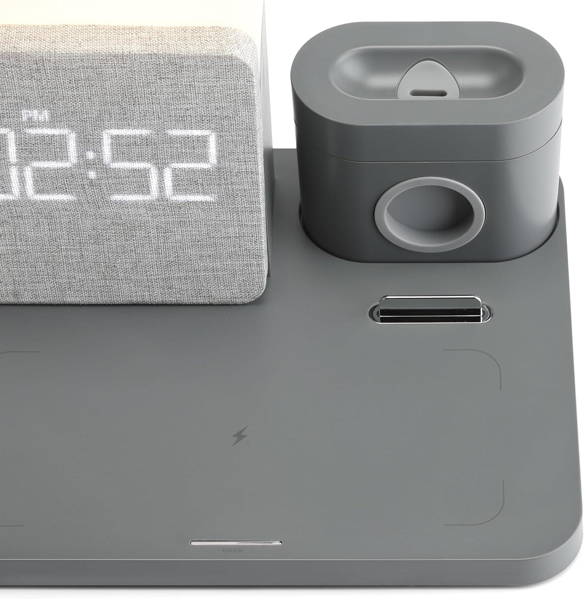 6 in 1 Fast Charging Station, 10W Wireless Charger with Alarm Clock and Night Light, Compatible with iPhone