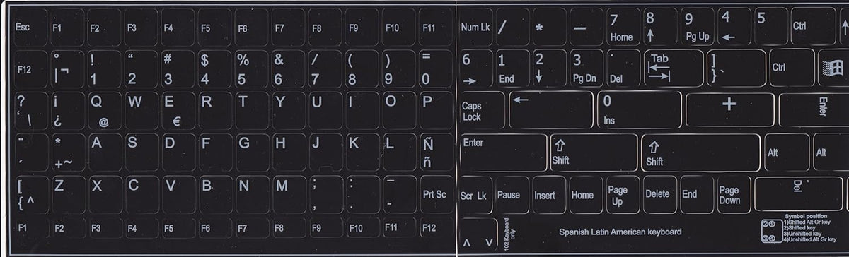 Spanish Latin American Replacement Keyboard Sticker, Black