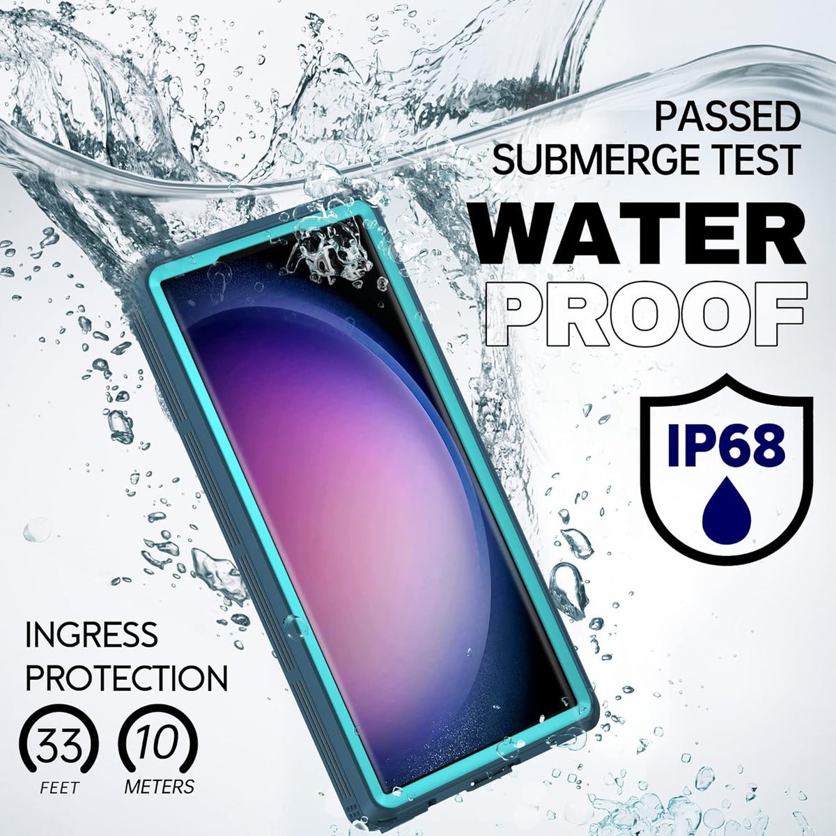 BEASTEK Galaxy S23 Ultra Waterproof Case, SRE Series Shockproof IP68 Underwater Case with Built-in Screen Protector