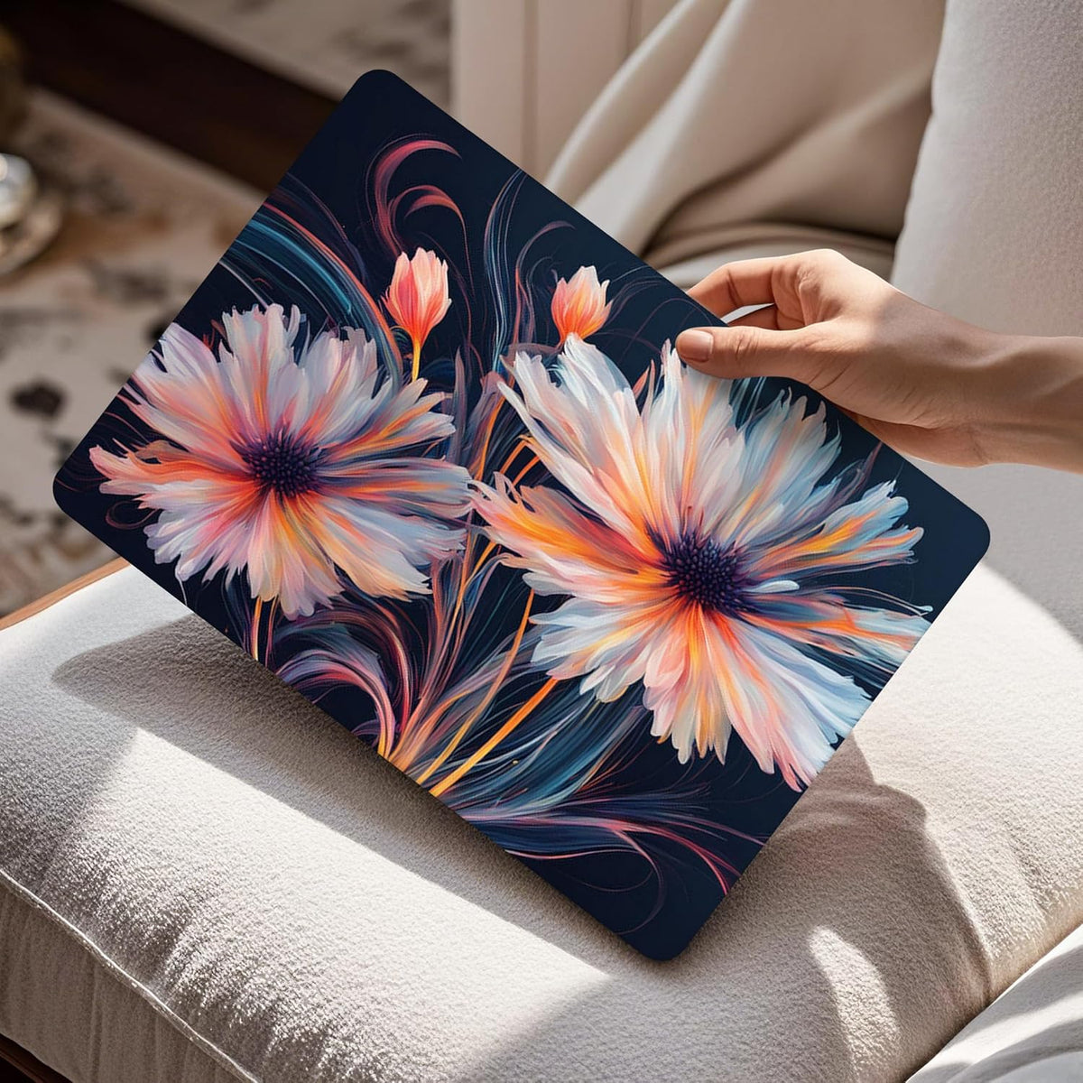 Mektron Compatible with M4 MacBook Air 15 inch Case 2025 A3241 2024 2023 M3 A3114 A2941 M2 Liquid Retina Display Touch ID, Plastic Hard Case & Keyboard Skin & Screen Protector - Floral C337