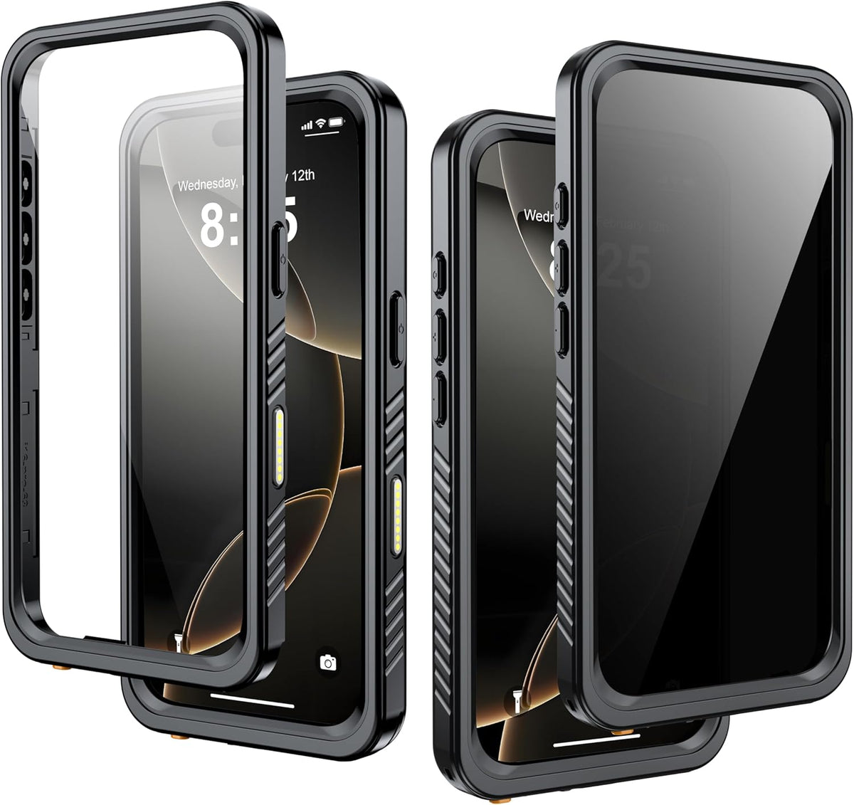 for iPhone 16 Pro Case Waterproof, Built-in Privacy Screen & HD Screen Double Front Frame [IP68 Underwater] Shockproof Dustproof Full Body Protection iPhone 16 Pro Phone Case Black