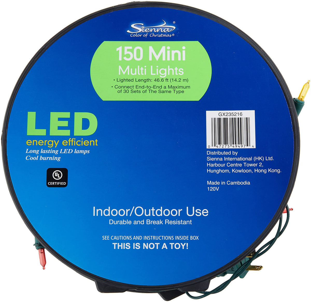 SIENNA LLC 37 Ft Reel Pack 150 Led M5-Incandescent Transparent Multi