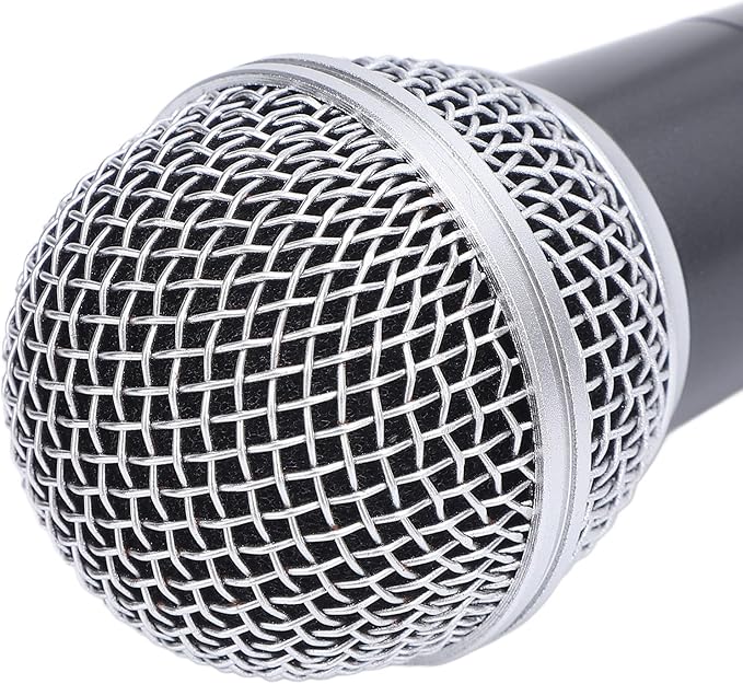 Wired Dynamic Microphone Moving Coil Cardioid Handheld with Shock Absorber for Active Speakers Mixers Amplifiers Recording (Black)