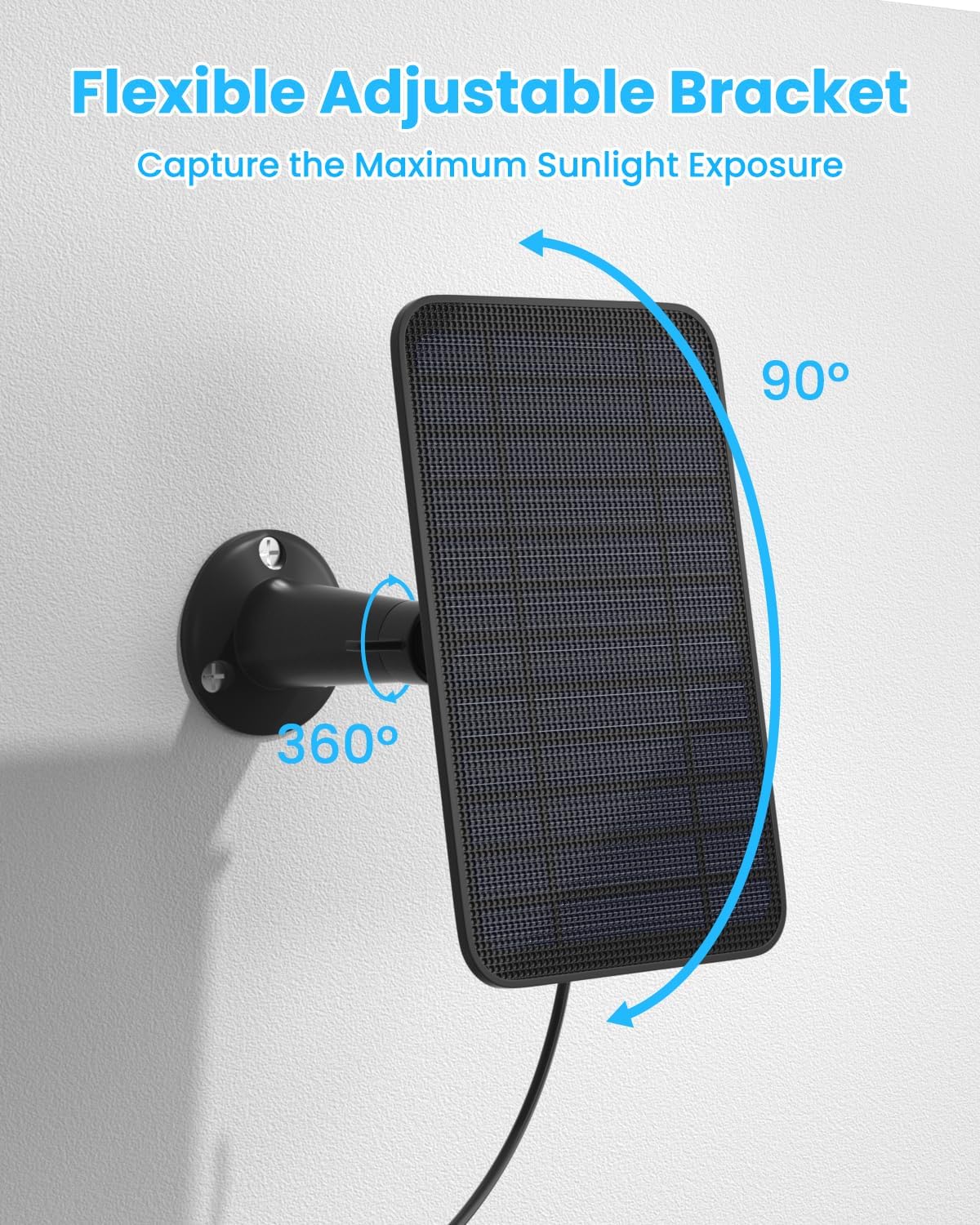5W Solar Panel for Blink Camera Outdoor, Solar Panel Charger with Battery Compatible with New Blink Outdoor 4 (4th Gen) Camera, with 13.1ft Cable, IP65 Weatherproof, Includes Secure Wall Mount, 3 Pack