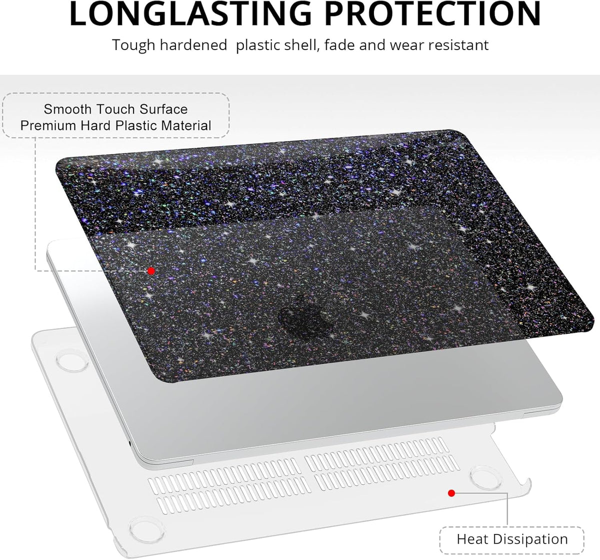 Anban Compatible with MacBook Pro 13 inch Case M2 M1 2025-2016 A2338 A2251 A2289 A2159 A1989 A1706 A1708, Plastic Hard Shell+Keyboard Cover+Screen Protector for MacBook Pro 13.3 inch Case, Shiny Black