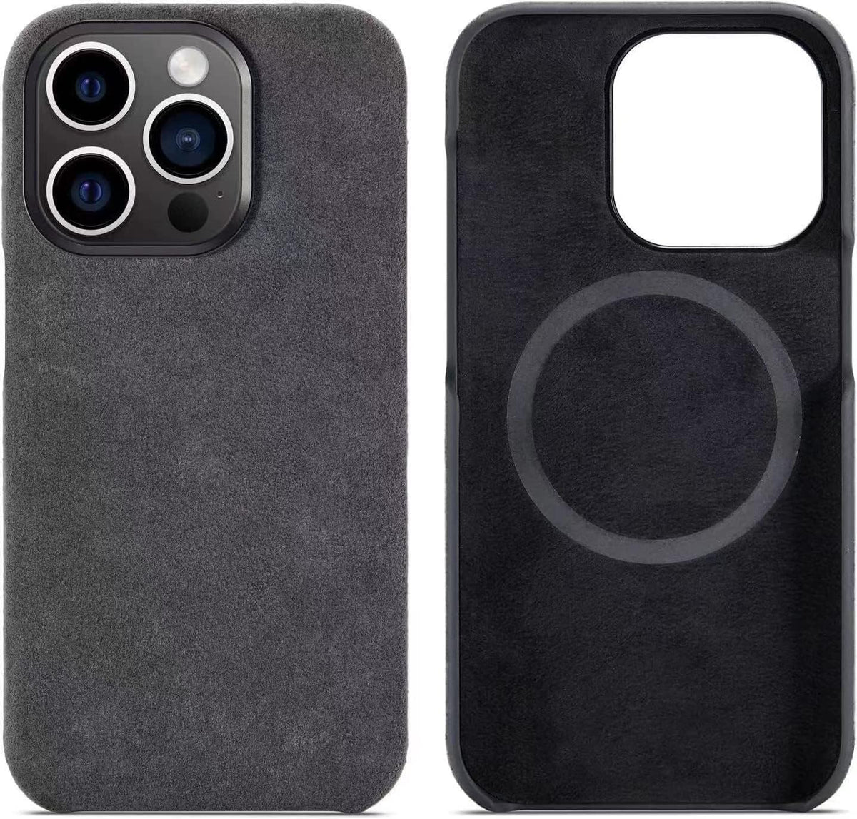 Alcantara Apple iPhone 13 Series Phone Case - Handmade Half Wrap Suede Fabric, Wireless Charging Compatible