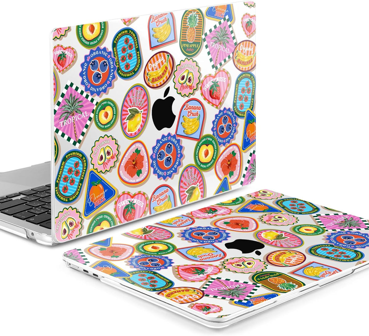 MEEgoodo Case for MacBook Air M4/M3/M2 13.6 inch 2025 2024 2022, Fit Model A3240 A3113 A2681, Compatible with MacBook Air 13 inch, Laptop Hard Shell Case with Keyboard Cover, Fruit & Sticker