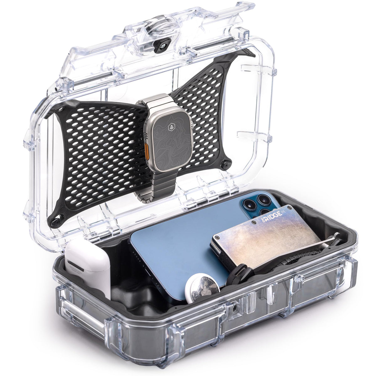 Evergreen 56 Dry Box - EDC Tough Protective Case USA Made for Organization of Cameras, Phones, Camping, Fishing, Hiking, Water Sports (Clear)