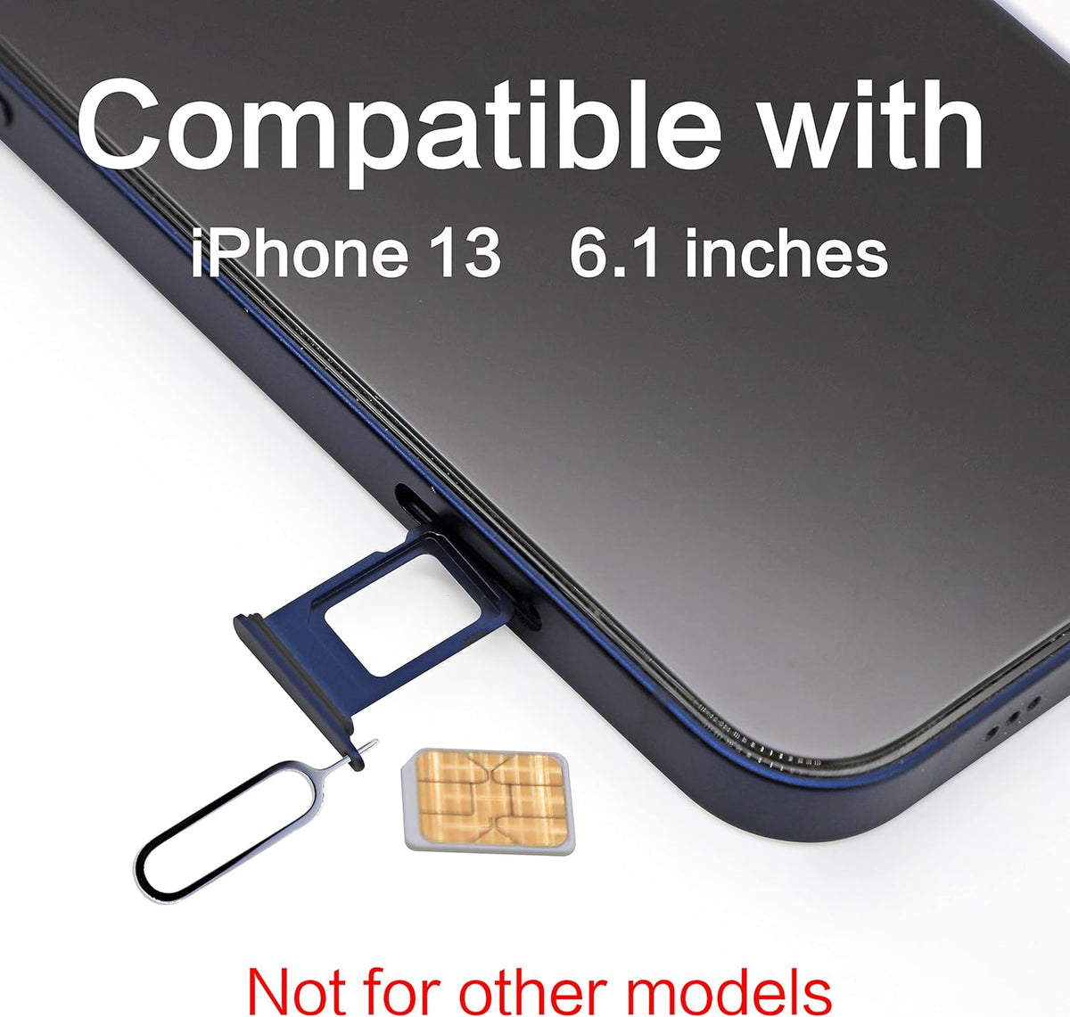 ASDAWN SIM Card Slot Tray Holder Replacement for iPhone 13, Waterproof Rubber Ring & SIM Pin (Blue)
