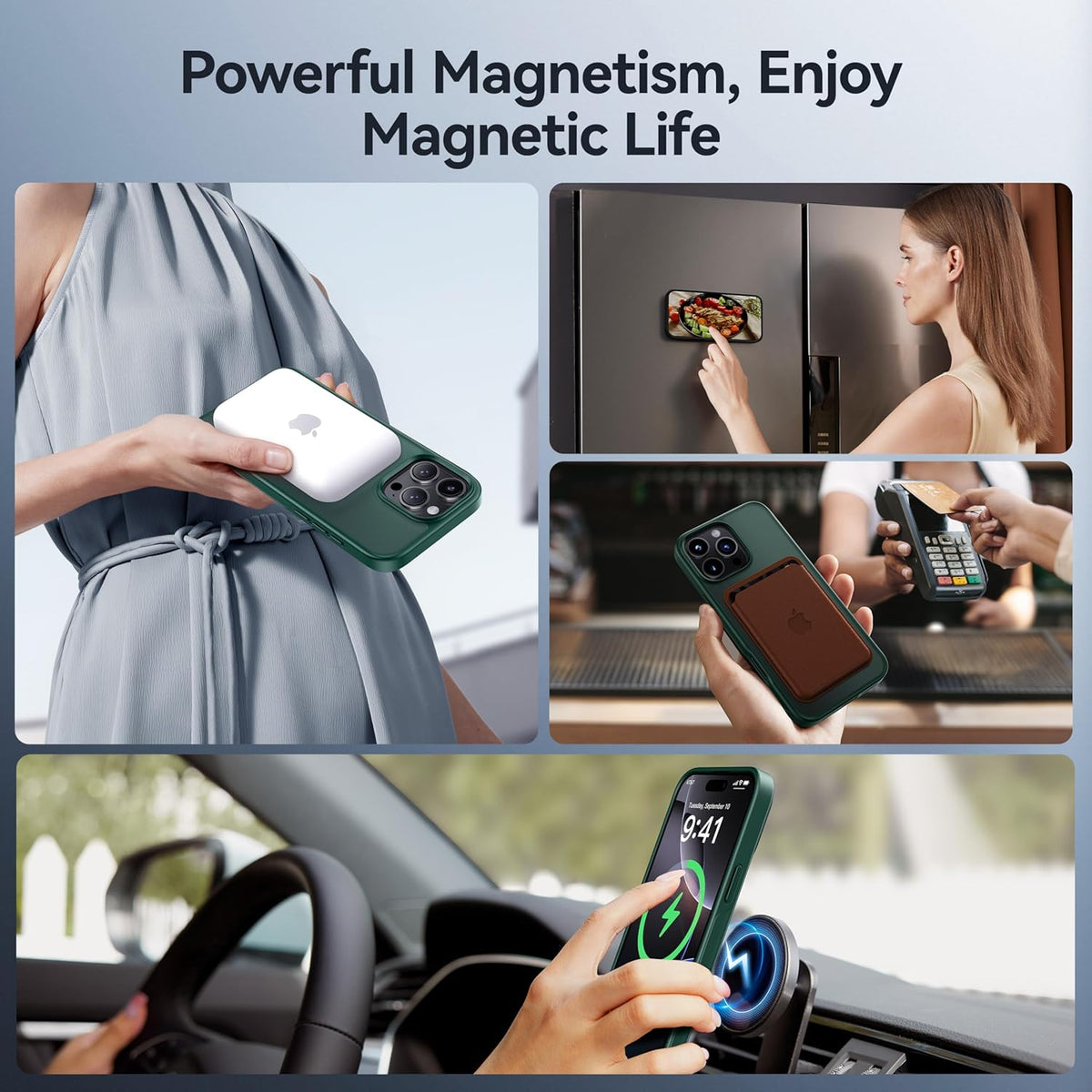 CASEKOO Designed for iPhone 16 Pro Max Case with Magnetic Invisible Stand [Military Drop Protection] [Compatible with MagSafe] Shockproof Slim Translucent Matte Promax Case 6.9 Inch, Green