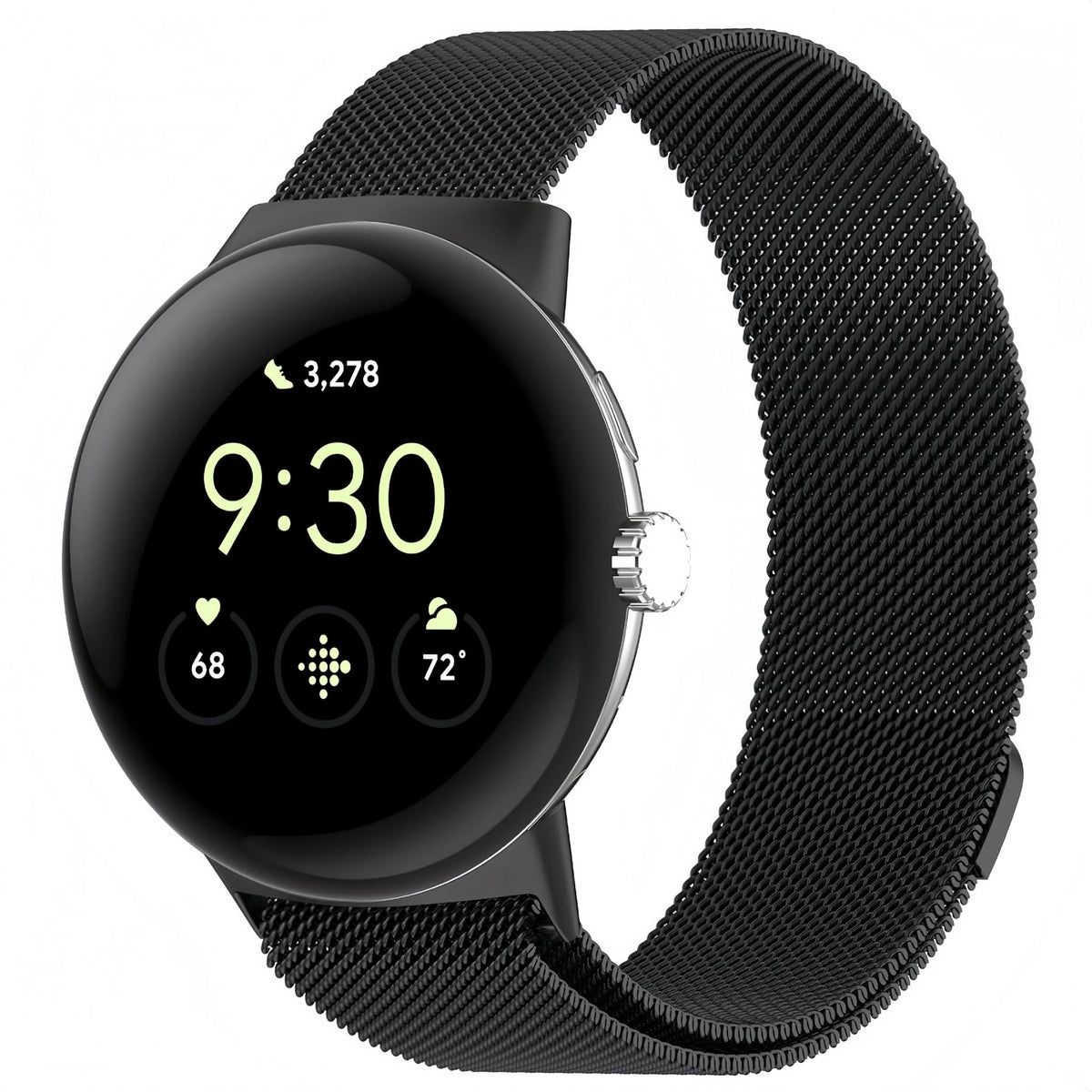Upzobu Metal Mesh Band Compatible Google Pixel Watch 3/4 Band (45Mm), Easy-Install Adjustable Strap, Black