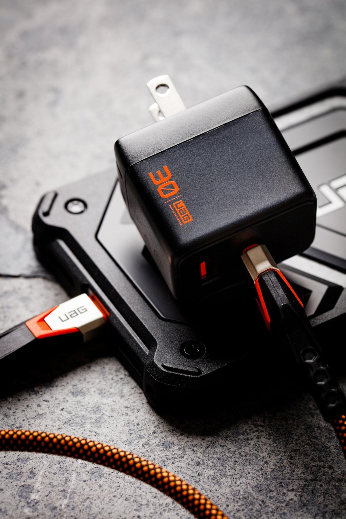 URBAN ARMOR GEAR UAG SRG 30W GaN 2-Port Wall Charger - USB USB-C Dual Port Foldable Compact Travel PD Quick Charging Power Adapter for Smartphone