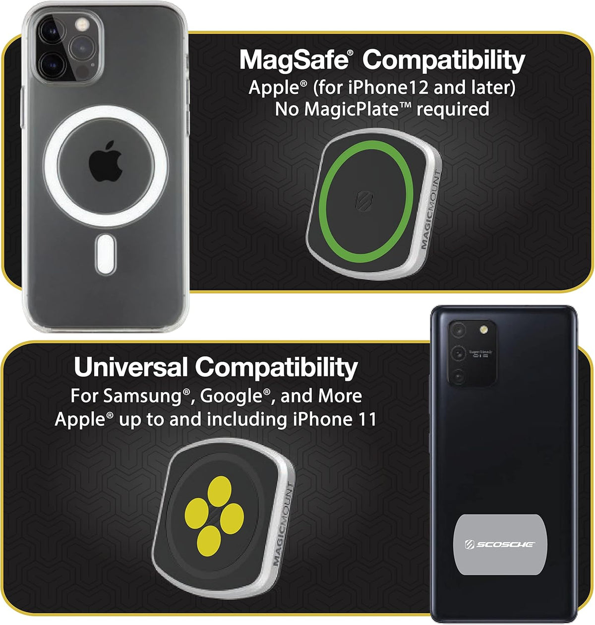 Scosche MP2CUPM-SP MagicMount Pro2 Cup Holder Magnetic Cell Phone Holder Car Mount Kit, Compatible with MagSafe