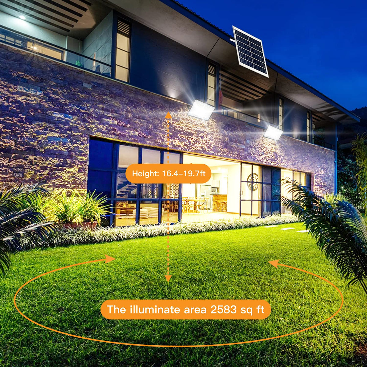 2 Pack 100W LED Solar Flood Lights Outdoor with Remote,Dusk to Dawn Solar Security Street Light Waterproof IP67 for Fence,Garden,Pool,Barn,Lawn,Flag