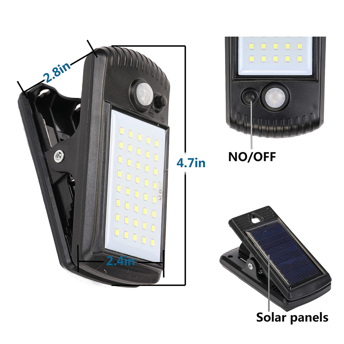 Morestar 4 Pack Solar Motion Sensor Security Clip Lights, Outdoor Waterproof Solar Fence Lights with 40 LED & 2 Modes, Portable Emergency Lighting