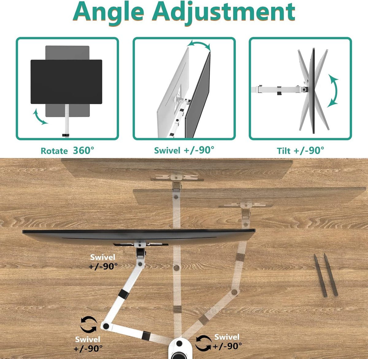 WALI Tall Monitor Stand Desk Mount, Single Extra Tall Monitor Arm Bracket for Computer Screen up to 32 inch, 22lbs (M001XL-W), White