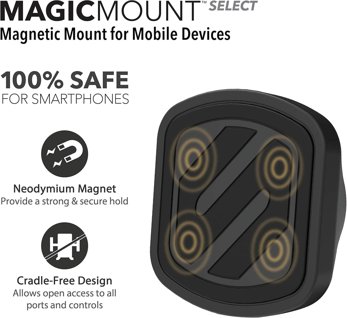Scosche MMV-XCES0 MagicMount Select Magnetic Car Phone Holder - Strong Magnet Car Mount for iPhone and Android,