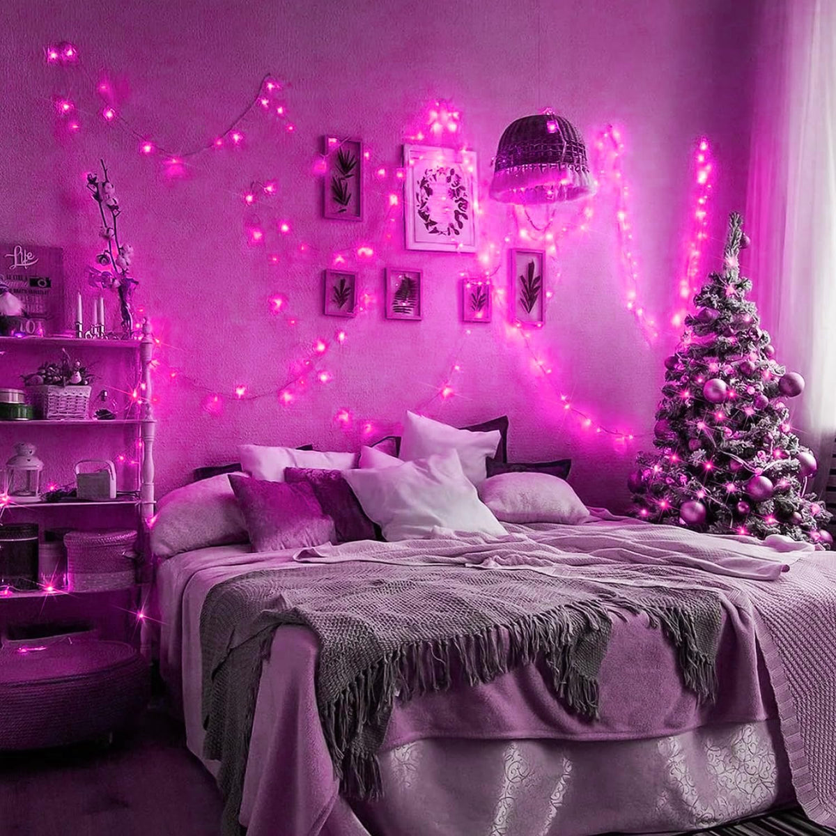 FULLBELL Room Decorations Easter Lights 33 Ft 100 LED Memorable Pink LED String Lights Tree Indoor Outdoor